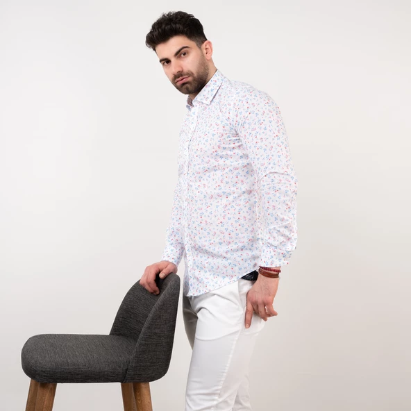 ECER SLİMFİT DESENLİ YAZLIK ERKEK GÖMLEK - Resim 7