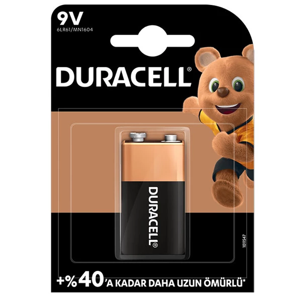 DURACELL 9 VOLT ALKALİN PİL (TEKLİ)