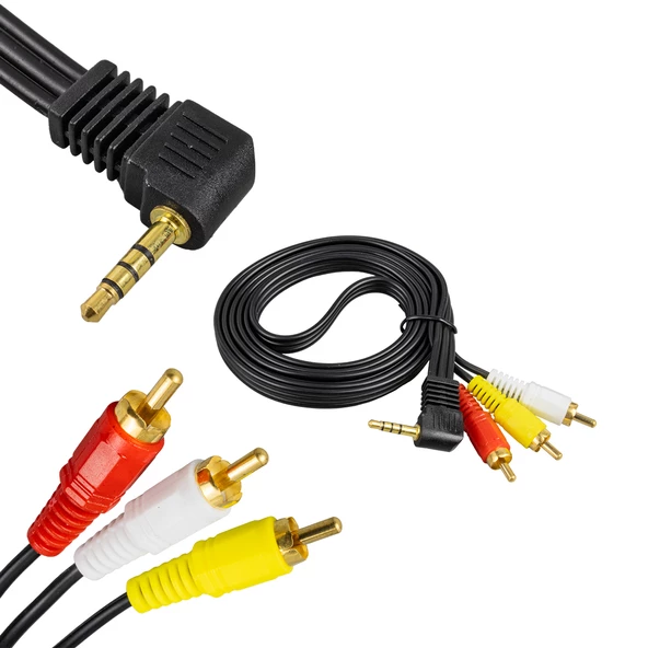 FULLY G-523A 3.5 MM STEREO ERKEK / 3 RCA 1.2 METRE UZUN JACK UYDU ALICISI AV KABLO  (3157=2884)