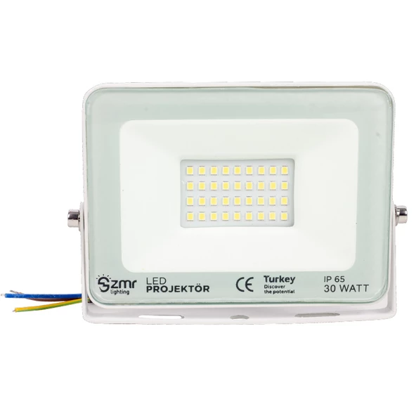 ZMR 30 WATT - 220 VOLT 6500K IP65 150* IŞIK AÇISI BEYAZ SLİM KASA LED PROJEKTÖR