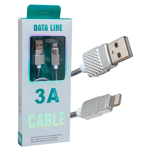 POWERMASTER METAL YAYLI IPHONE LIGHTNING 1 METRE USB DATA VE ŞARJ KABLOSU - 2