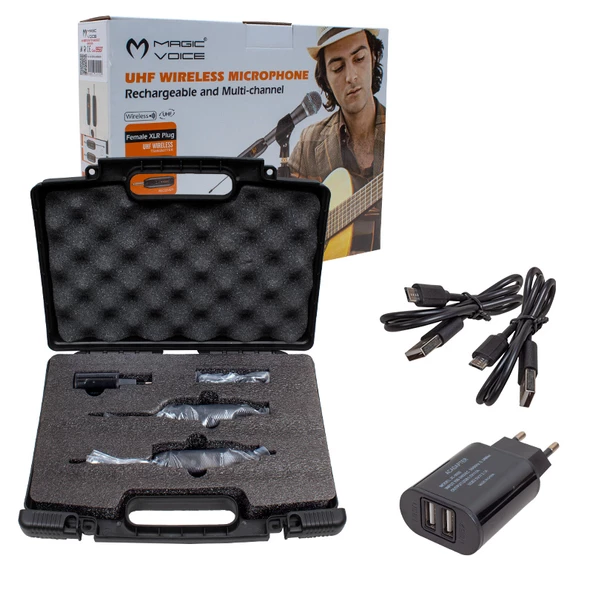 MAGICVOICE MV-19587 UHF GİTAR TİP KABLOLU MİKROFONU KABLOSUZ ÇEVİRİCİ (MİKROFON XLRLİ) - 3