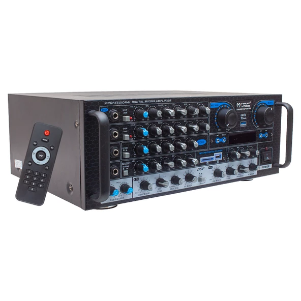 MAGICVOICE MV-550 2X100 WATT USB/SD/UK BALANS BT 4 MİK. GİRİŞLİ 4 HOP. ÇIKIŞLI STREO TRAFOSUZ MIXER KÜP ANFİ