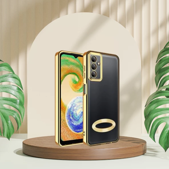 SAMSUNG A24 YANLARI RENKLİ LENS KORUMALI LOGO GÖSTEREN MEGA KILIF GOLD