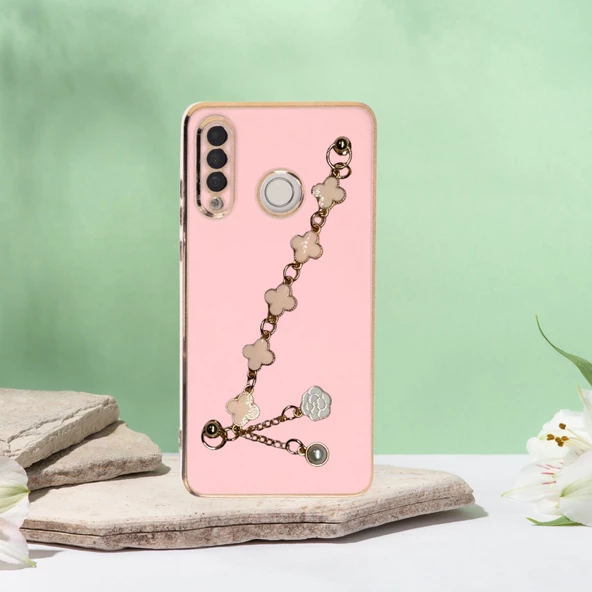 HUAWEİ P30 LİTE  ELÇEK ŞANZELİZE KILIF ROSE GOLD