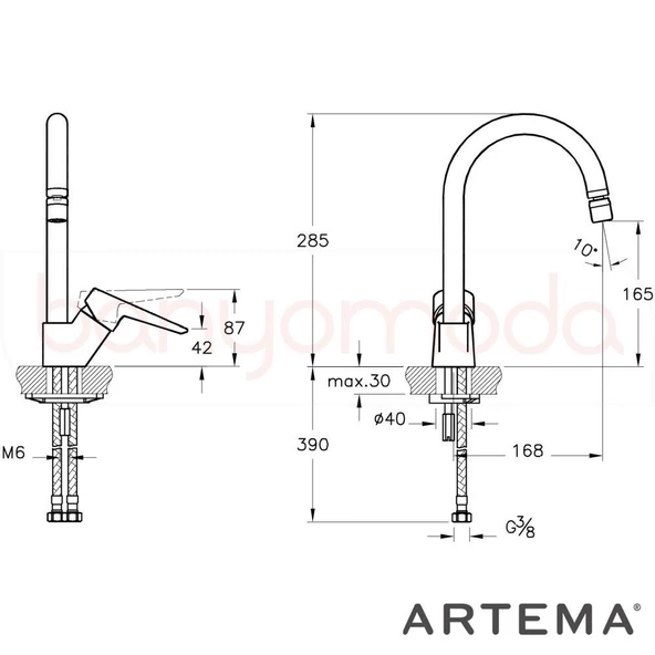 Artema A42148 Solid S Kuğu Evye Bataryası