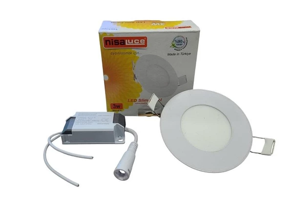 NisaLuce 3W Sıva Altı Yuvarlak Led Panel 6500K Beyaz Işık - 2