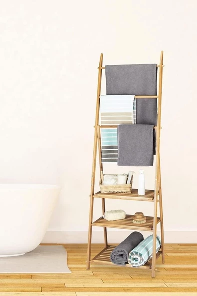 Digithome Bambu 3 Raflı Havlu Askısı Banyo Düzenleyici Havluluk Organizer DB-0006 - 2