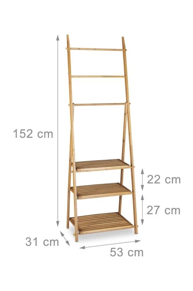Digithome Bambu 3 Raflı Havlu Askısı Banyo Düzenleyici Havluluk Organizer DB-0006 - 7