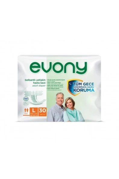 EVONY Yetişkin Hasta Bezi Belbantlı Large 30 Lu Paket Bel Çevresi 100cm-150cm
