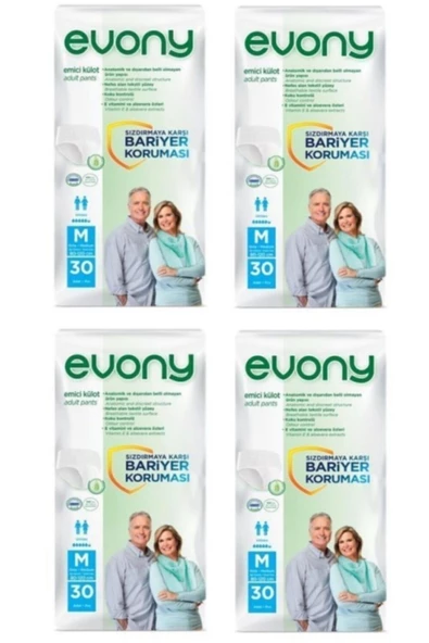 EVONY Emici Külot 30'lu 120 Adet Medium Unisex (4 Paket 1koli )