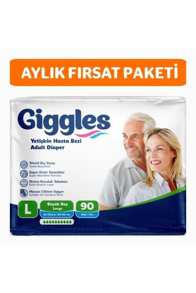 GİGGLES Yetişkin Bel Bantlı Hasta Bezi Large 90 Adet