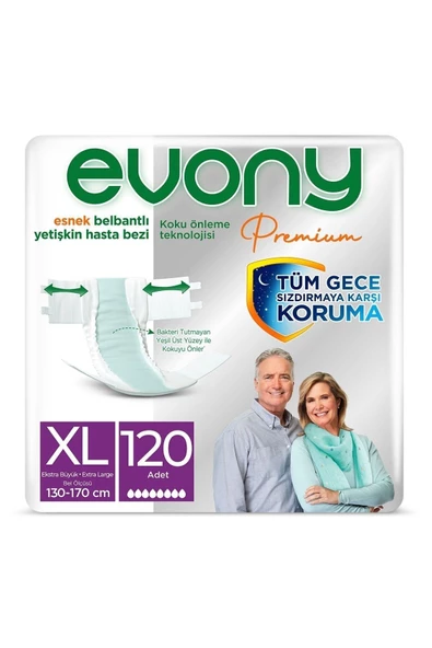 EVONY Belbantlı Premıum Yetişkin Hasta Bezi Xl Beden 120 Adet