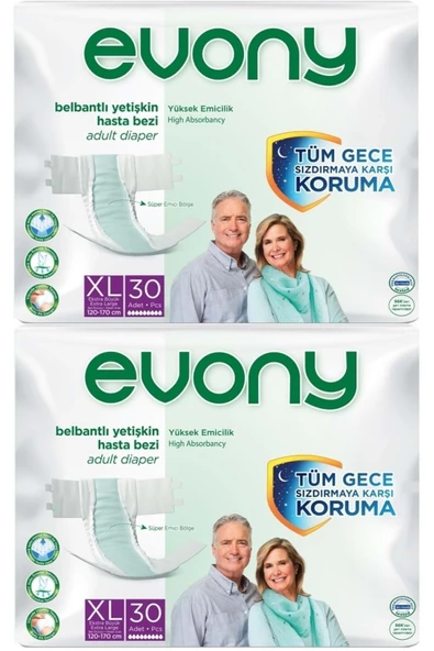 EVONY Hasta Bezi Yetişkin Bel Bantlı Tekstil Yüzey Extra Large- Ekstra Büyük Boy 60 Adet
