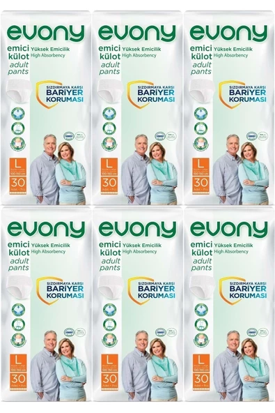 EVONY Hasta Bezi Yetişkin Emici Külot L-büyük Boy 180 Adet - 1
