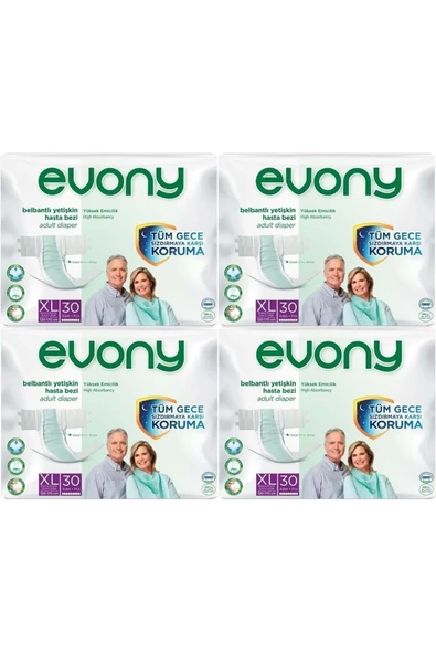 EVONY Hasta Bezi Yetişkin Bel Bantlı Tekstil Yüzey Extra Large- Ekstra Büyük Boy 120 Adet (4pk*30)