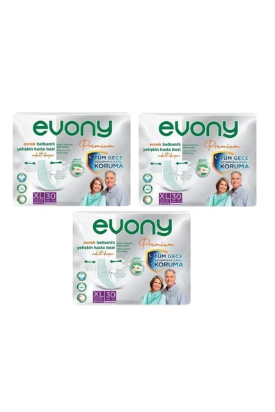 EVONY Premium Belbantlı Extra Large Xl Hasta Bezi 90 Adet