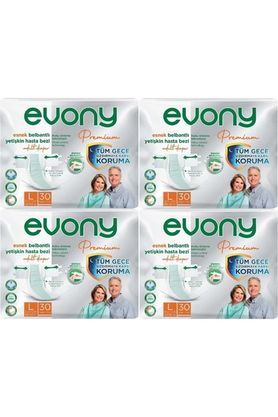 EVONY Premium Hasta Bezi Yetişkin Bel Bantlı Tekstil Yüzey L-büyük 120 Adet