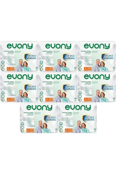 EVONY Hasta Bezi Yetişkin Bel Bantlı Tekstil Yüzey L-büyük Boy 240 Adet 8 PAKET