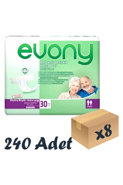 EVONY Bel Bantlı Yetişkin Hasta Bezi Xlarge 30'lu 8 Paket 240 Adet - 2