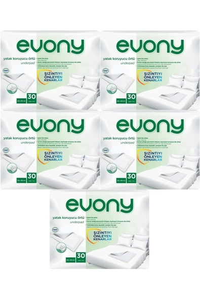 EVONY Hasta Yatak Koruyucu 60*90cm 150 Adet (5pk*30) (kaymaz Özellikli)