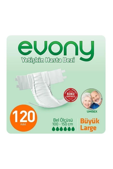 EVONY Belbantlı Large (büyük Boy) Yetişkin Hasta Bezi 120 Adet - 1