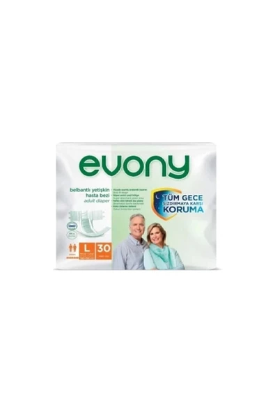 MUDE Evony Bel Bantlı Yetişkin Hasta Bezi Large Beden 30 Lu Paket - 1