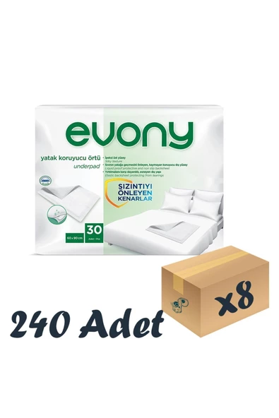 EVONY Yatak Koruyucu Örtü 60×90 Cm 30’lu 8 Paket 240 Adet