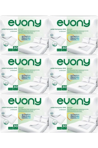 EVONY Hasta Yatak Koruyucu Örtü 60*90cm 180 Adet (6PK*30) (KAYMAZ ÖZELLİKLİ)