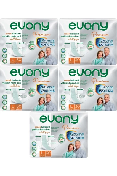 EVONY Premium Hasta Bezi Yetişkin Bel Bantlı Tekstil Yüzey L-büyük 150 Adet