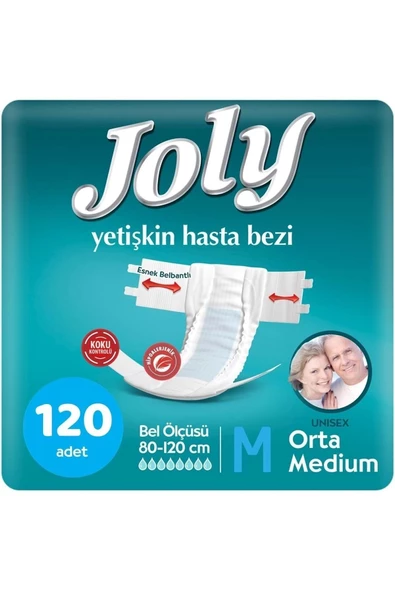 JOLY Yetişkin Hasta Bezi Bel Bantlı Medium Orta 120 Adet (4pk*30)