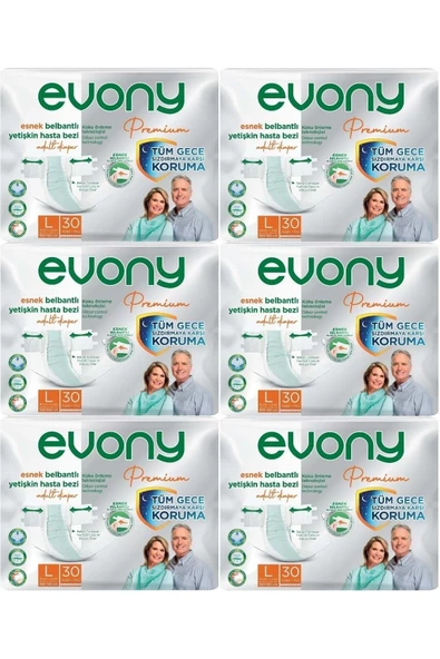 Evony Premium Hasta Bezi Yetişkin Bel Bantlı Tekstil Yüzey L-Büyük Boy 180 Adet