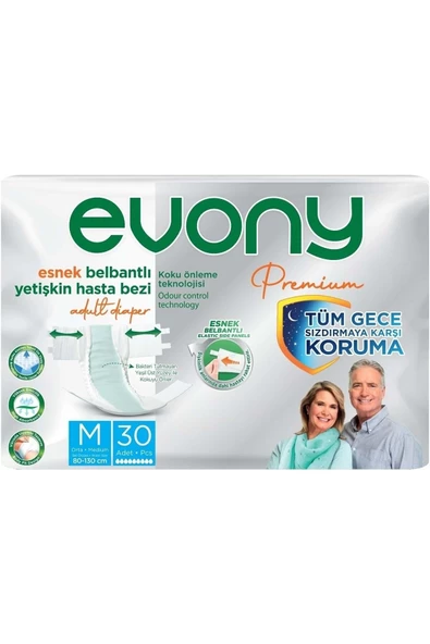EVONY Premium Hasta Bezi Yetişkin Bel Bantlı Tekstil Yüzey M-orta 90 Adet - 2