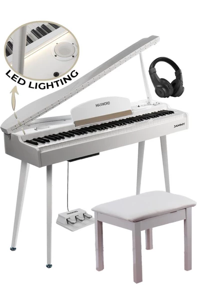 Maxword JAMMY Yüksek Kaliteli Hammer Action 88 Tuşlu Dijital Piyano (Beyaz) - 5