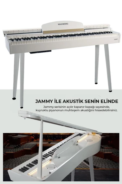 Maxword JAMMY Yüksek Kaliteli Hammer Action 88 Tuşlu Dijital Piyano (Beyaz) - 6
