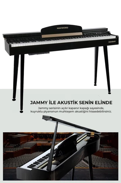 Maxword JAMMY Yüksek Kaliteli Hammer Action 88 Tuşlu Dijital Piyano (Siyah) - 6
