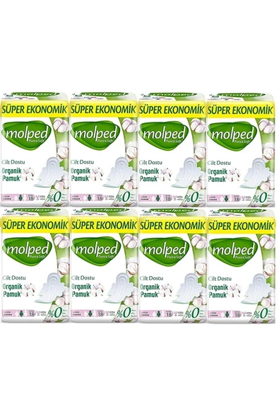 MOLPED Pure-soft Hijyenik Ped Süper Ekonomik Uzun 18 Li 8 Adet