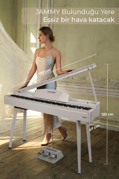 Maxword JAMMY Yüksek Kaliteli Hammer Action 88 Tuşlu Dijital Piyano (Beyaz) - 9