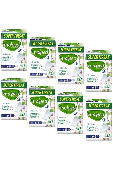 MOLPED Pure Soft Gece 18 Li Hijyenik Ped 8 Adet