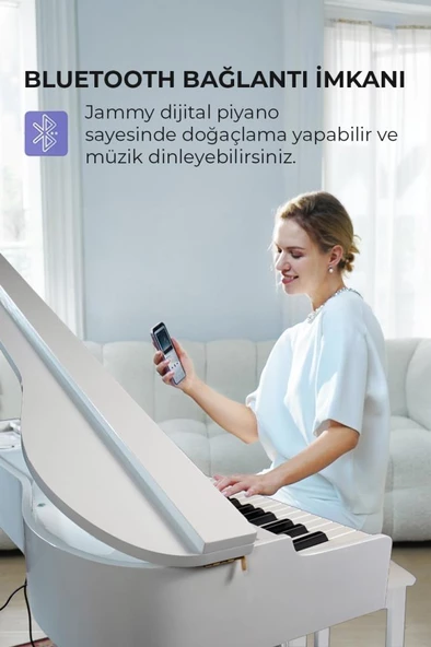 Maxword JAMMY Yüksek Kaliteli Hammer Action 88 Tuşlu Dijital Piyano (Beyaz) - 4