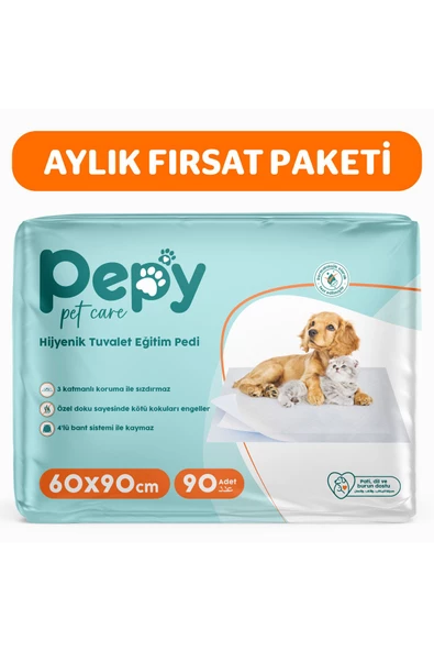 PEPY 60x90 Hijyenik Tuvalet Eğitim Pedi 30'lu 3 Paket 90 Adet