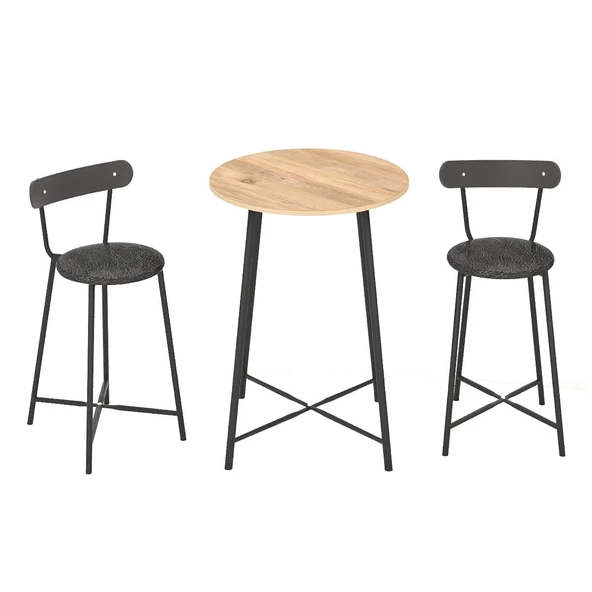 Eportatif Bar Masası Mutfak Atlantik Çam Döşemeli Bar Sandalyesi Oval 2 Kişilik Yemek Masası 1518 - 5