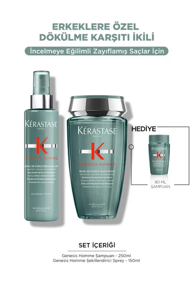 Kerastase Genesis Homme Erkeklere Özel Hediyeli Yoğunlaştırıcı Saç Bakım Seti ürün görseli 1