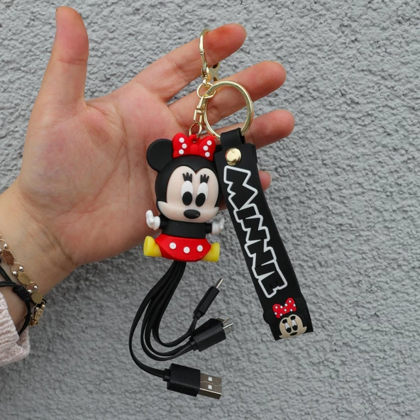 Minnie Mouse Silikon Anahtarlık Telefon Şarj Kablosu ürün görseli