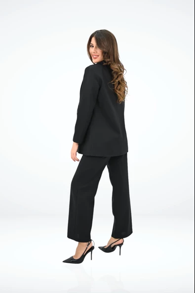 Kadın Biye Detaylı Blazer Ceket Takım 0120-25 - 7