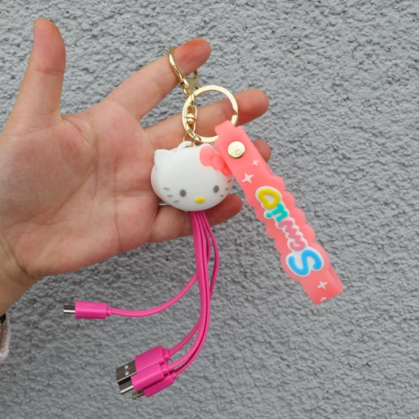 Sanrio Karakterler Silikon Anahtralık Şarj Kablosu - 3