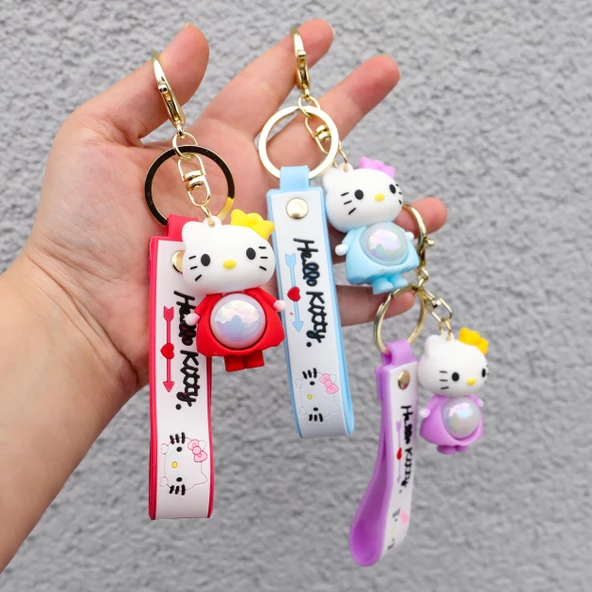 Hello Kitty Işıklı Anahtarlık 1 Adet - 2