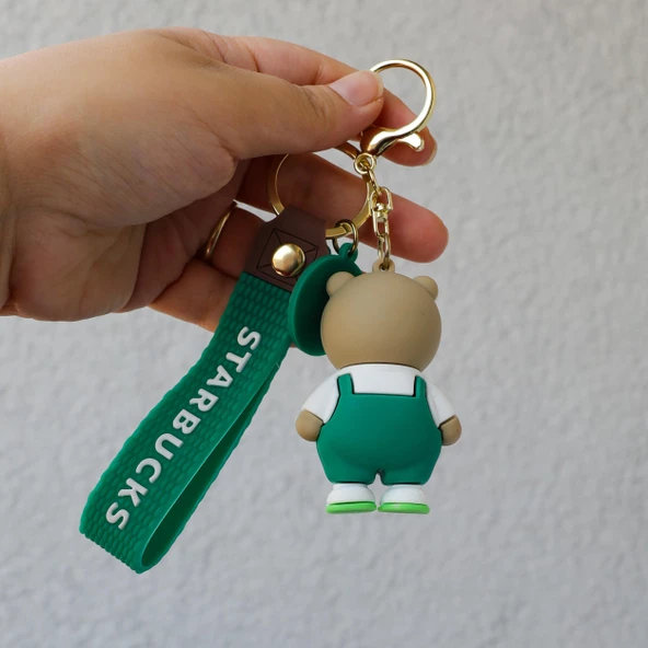 Starbucks Ayı 3D Karikatür Silikon Anahtarlık - Resim 2