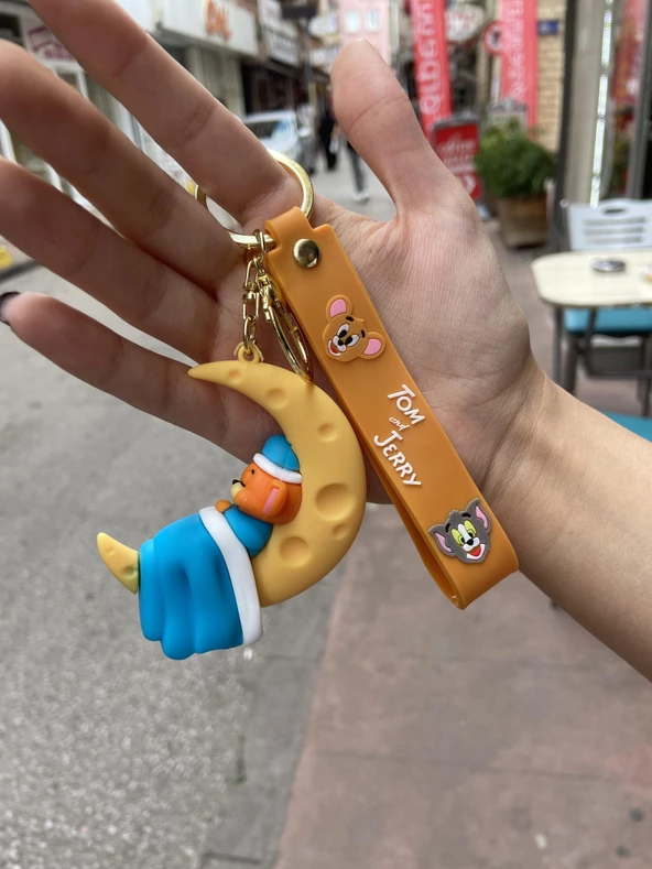 Pijamalı Uyuyan Tom&Jerry Anahtarlık Çanta Süsü Jerry - Resim 2