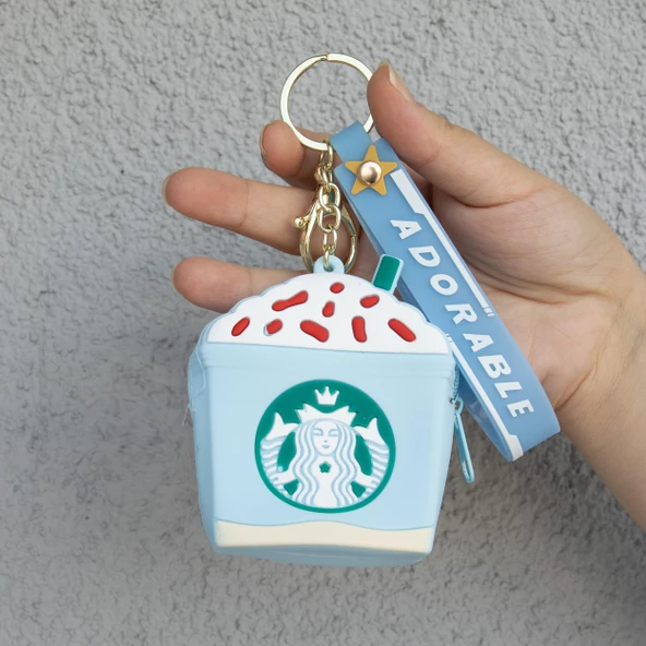 Mavi Starbucks  Silikon Bozuk Para Cüzdanı